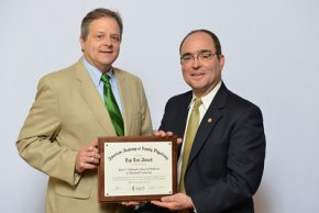 Joan C. Edwards School of Medicine picks up national award for family medicine Dr. W. Mitchel Shaver (left) accepts an award for the number of graduates who enter family practice residencies from Jeff Cain, M.D., president of the American Academy of Family Physicians.