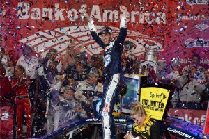 NASCAR: Opportunistic Brad Keselowski wins Chase race at Charlotte Brad Keselowski, driver of the #2 Miller Lite Ford, celebrates in Victory Lane after winning the NASCAR Sprint Cup Series Bank of America 500 at Charlotte Motor Speedway on October 12, 2013 in Concord, North Carolina.
