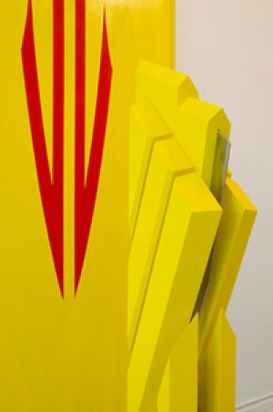 3D Art Featured at Gallery 842 "The Prodigal" by Rick Wolhoy (2011; Wood, Stainless Steel, Dry Pigment in Resin; 9'x4'x4