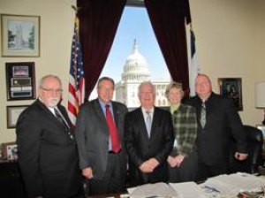 Rahall Meets with WV Firefighters Pictured with Congressman Rahall are Brian Jones (left), President, and Myron Boggess, II, Secretary Treasurer, for Professional firefighters of West Virginia.