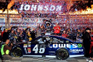 NASCAR: Jimmie Johnson grabs Chase lead with dominant win at Texas Jimmie Johnson, driver of the #48 Lowe's Chevrolet, celebrates in Victory Lane after winning the NASCAR Sprint Cup Series AAA Texas 500 at Texas Motor Speedway on November 3, 2013 in Fort Worth, Texas.