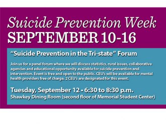 Marshall University to host activities for Suicide Prevention Week Sept. 10-16 Marshall University to host activities for Suicide Prevention Week Sept. 10-16