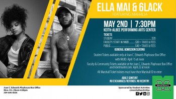 Marshall University to present Ella Mai, 6lack, Mahalia Marshall University to present Ella Mai, 6lack, Mahalia