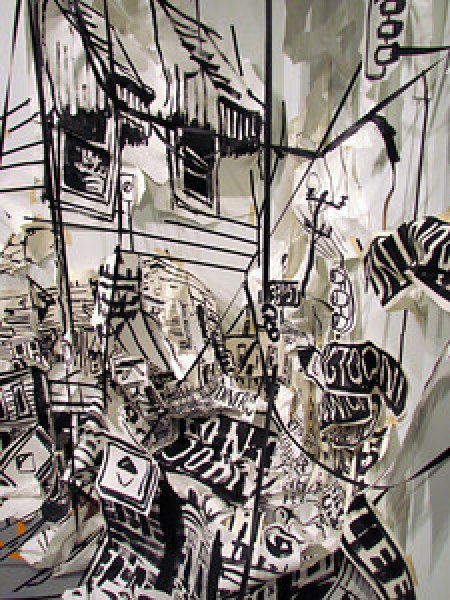 Solo exhibit features drawings of Amanda Burnham Hood (2011) by Amanda Burnham, a drawing installation of paint, paper and tape at Hamiltonian Gallery in Washington, D.C. An exhibition of Burnham's work will take place at Marshall University beginning Monday, Aug. 26.