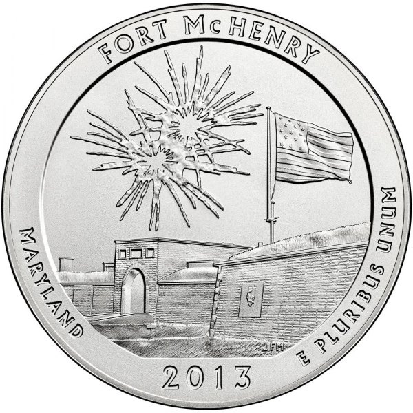 America the Beautiful Five Ounce Silver Uncirculated Coin™ Honoring Fort McHenry Available August 29 Photo: US Mint